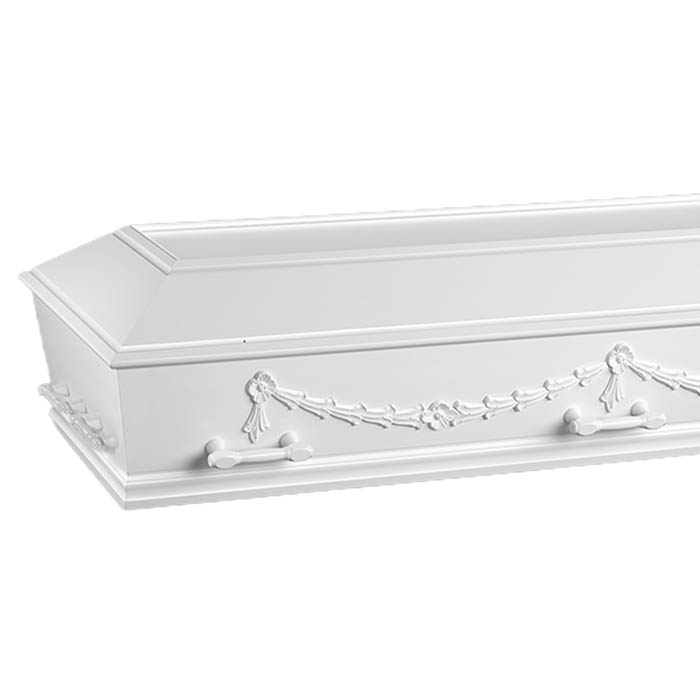 Klassisk, Hvid Bisættelseskiste Med Guirlander